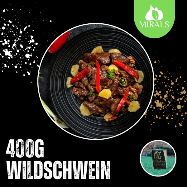 400g Saftiges Wildschwein mit Champignons und Chicorée an Paprika-Ananas-Salat