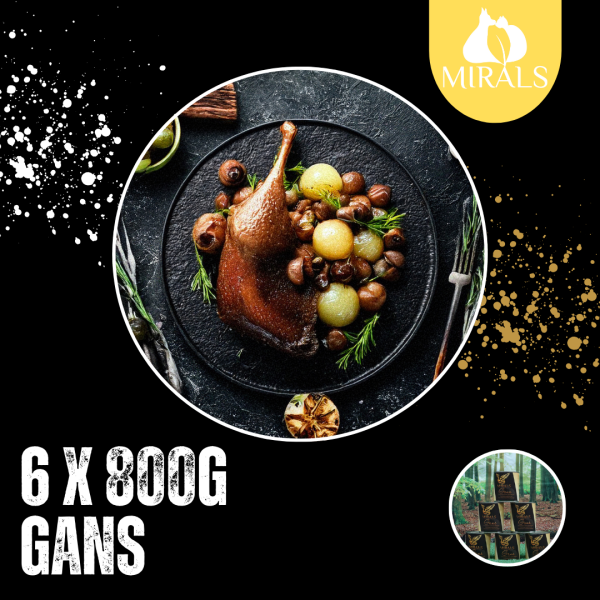 6 x 800g Geschmorte Gans mit Kohlrabi-Champignongemüse auf Stachelbeer-Sauerkirschspiegel