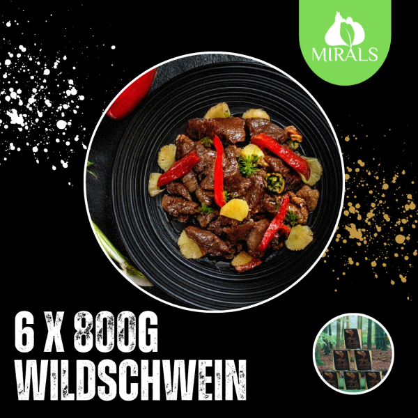 6 x 800g Saftiges Wildschwein mit Champignons und Chicorée an Paprika-Ananas-Salat